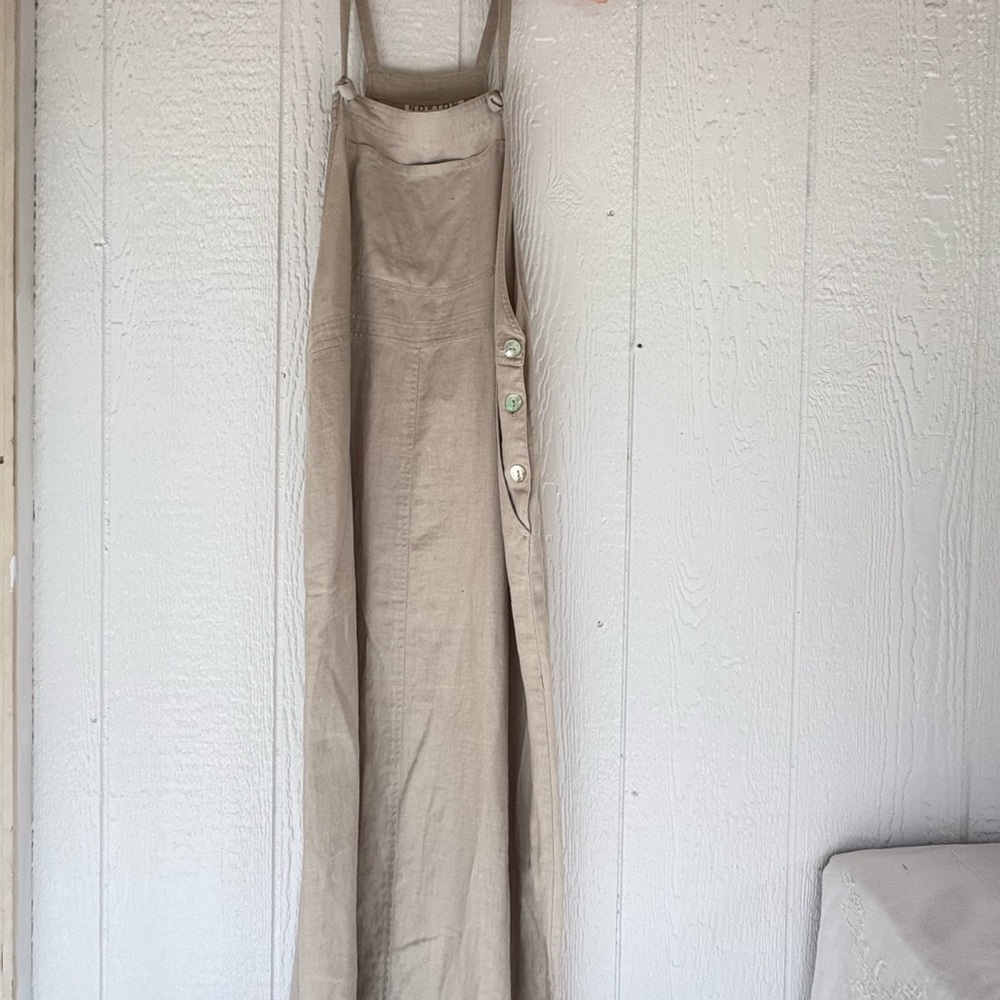 Tan Sleeveless overall Dress Medium - Picture 2 of 13